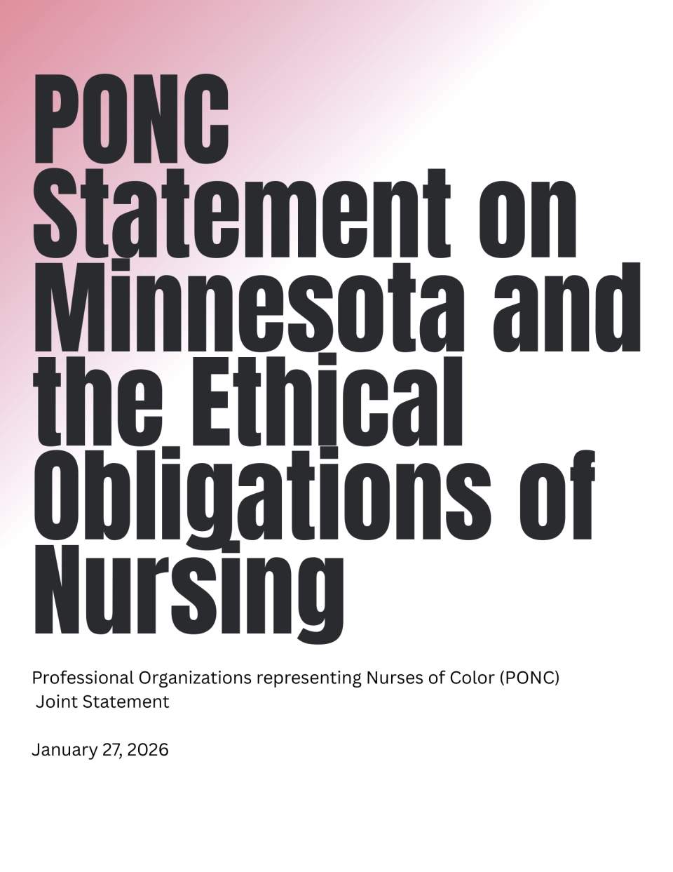 PONC Statement on Minnesota and the Ethical Obligations of Nursing